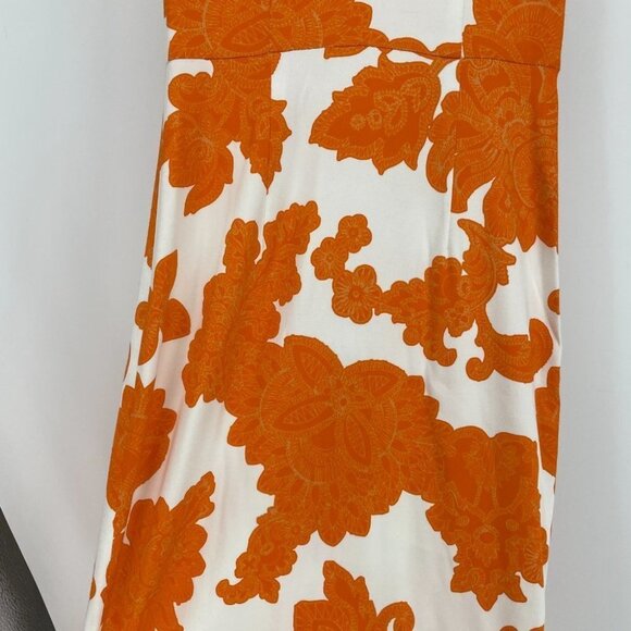 Tanya Taylor Orange white Paisley fitted  dress 0 - Picture 4 of 12